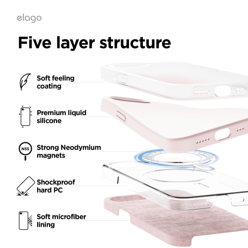 elago Magnetic Silicone Case Compatible with iPhone 16e Case Compatible with All MagSafe Accessories - Built-in Magnets, Soft Grip Silicone,