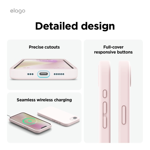 elago Magnetic Silicone Case Compatible with iPhone 16e Case Compatible with All MagSafe Accessories - Built-in Magnets, Soft Grip Silicone,