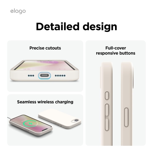 elago Magnetic Silicone Case Compatible with iPhone 16e Case Compatible with All MagSafe Accessories - Built-in Magnets, Soft Grip Silicone,