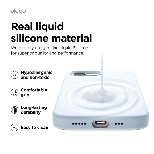Étui magnétique en silicone Elago compatible avec l'iPhone 16e Compatible avec tous les accessoires MagSafe - Aimants intégrés, silicone à prise