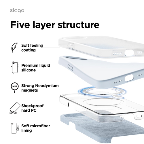 Étui magnétique en silicone Elago compatible avec l'iPhone 16e Compatible avec tous les accessoires MagSafe - Aimants intégrés, silicone à prise