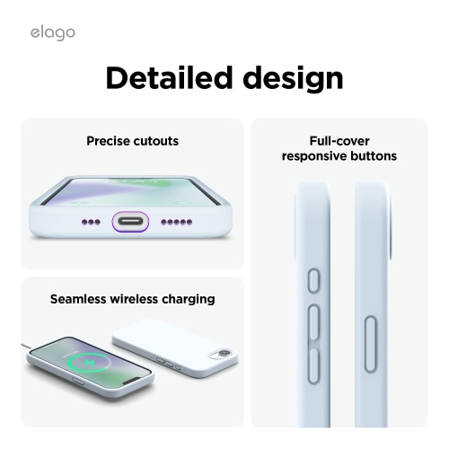 Étui magnétique en silicone Elago compatible avec l'iPhone 16e Compatible avec tous les accessoires MagSafe - Aimants intégrés, silicone à prise