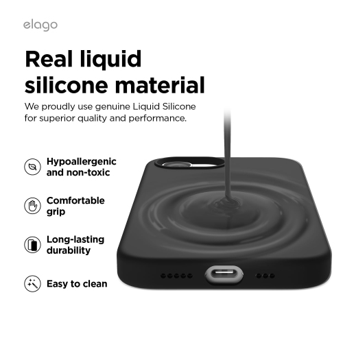 elago Magnetic Silicone Case Compatible with iPhone 16e Case Compatible with All MagSafe Accessories - Built-in Magnets, Soft Grip Silicone,