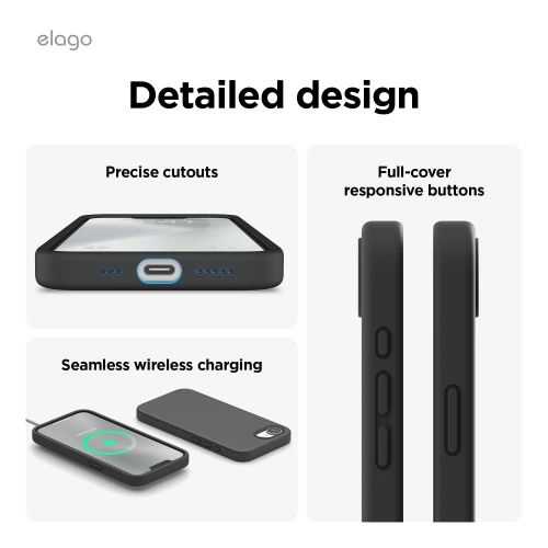 elago Magnetic Silicone Case Compatible with iPhone 16e Case Compatible with All MagSafe Accessories - Built-in Magnets, Soft Grip Silicone,