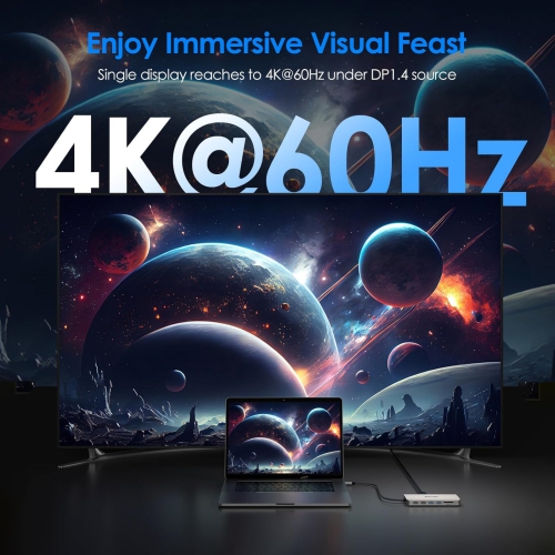 USB C Docking Station, 12 in 1 Triple Display USB C Hub for Windows with Dual DP, HDMI, Gigabit Ethernet, USB3.0/2.0 Ports, SD/TF Card Reader,