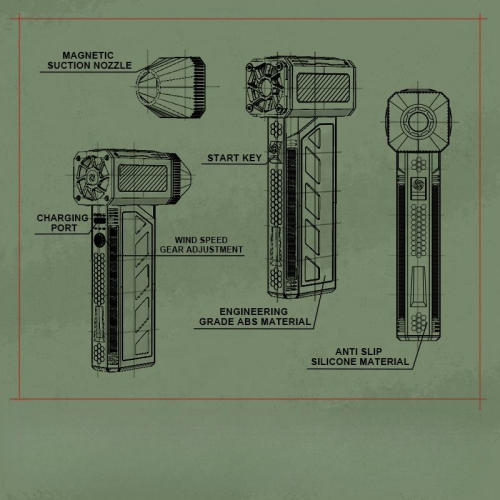 Dépoussiéreuse à air comprimé de 120000&nbsp;tr/min – Ventilateur turbo sans fil réglable à 3 vitesses – Noir