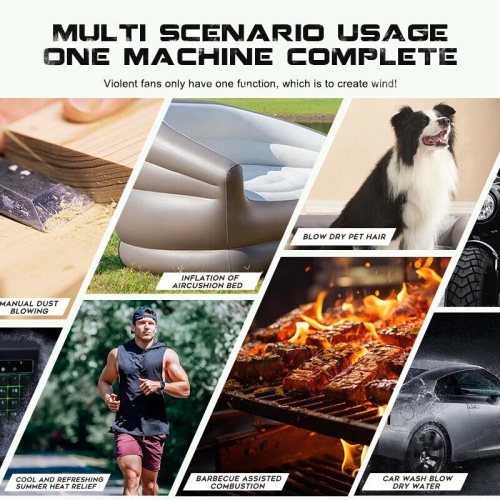 Dépoussiéreuse à air comprimé de 120000&nbsp;tr/min – Ventilateur turbo sans fil réglable à 3 vitesses – Noir