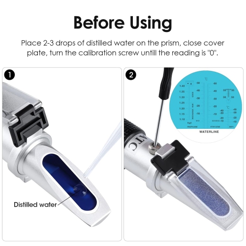 réfractomètre antize 4 en 1 éthylène glycol, propylène glycol, pour le point de refroidissement de l'eau