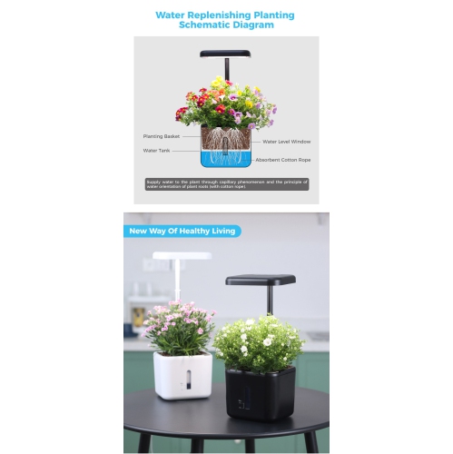 Smart Plant Pot , Growing Systems Soil plant pot indoor Small Smart Soil Gardening System with LED Grow Light Auto Timer Planter Pot Gifts