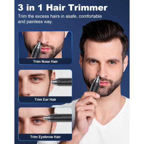 Nose Hair Trimmer for Men, Painless USB Rechargeable Nose Hair Trimmer, Ear and Nose Hair Trimmer for Men