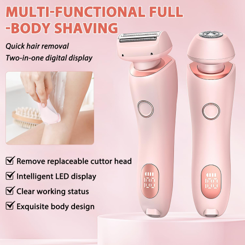 Rasoir électrique pour Femmes , 2 en 1 Bikini Tondeuse pour le visage Épilation pour aisselles Jambes coupe-corps imperméable Femmes - Rose