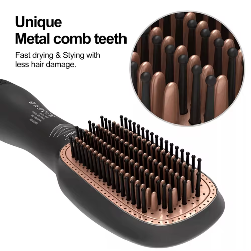 Hair Dryer Brush, Hair Straightener Brush with Negative Ionic Hot Comb Straightener, Hair Styling Tools for Women - Grey