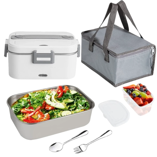 Electric Lunch Box Food Warmer , 75W Heating Lunch Box for Adults, 1.8L Fast Heating Lunchbox Food heating for Car, Truck, Work, Travel -Grey