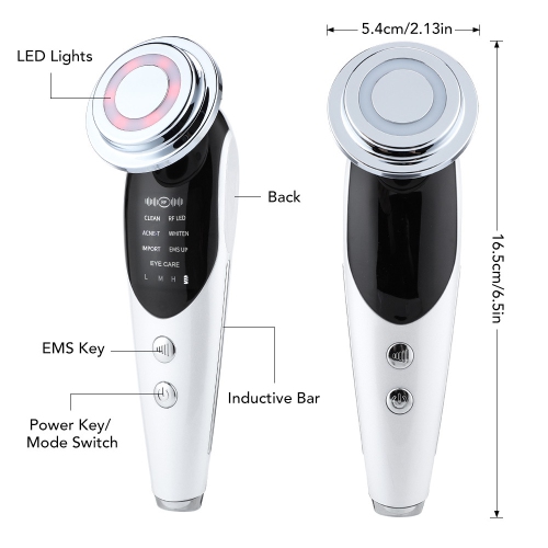 7 in 1 EMS Microcurrent Beauty Device Facial Lifting Machine Skin Rejuvenation Anti Wrinkle Face Cleaning Vibration Massager - White