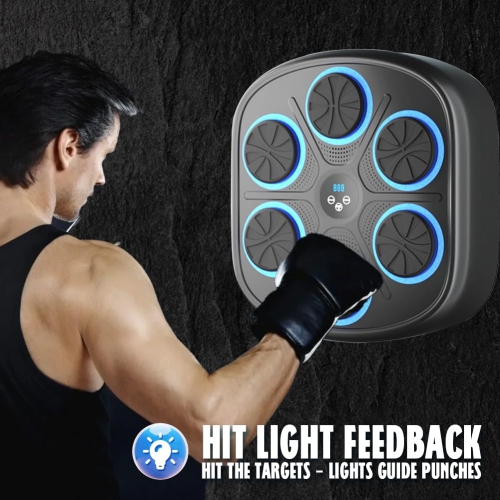 Boxe de musique intelligente, pour adultes et adolescents, machine d'entraînement avec support mural électronique LED, et gants de boxe haut de gamme