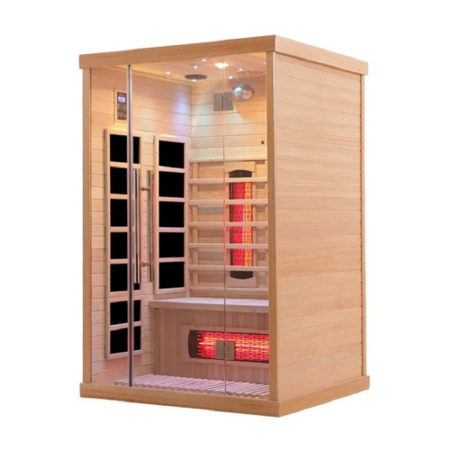 Blisspod Venetian 2-Person Full Spectrum Indoor Premium Canadian Hemlock Low EMF Sauna 10 Heaters Chromotherapy Reflexology