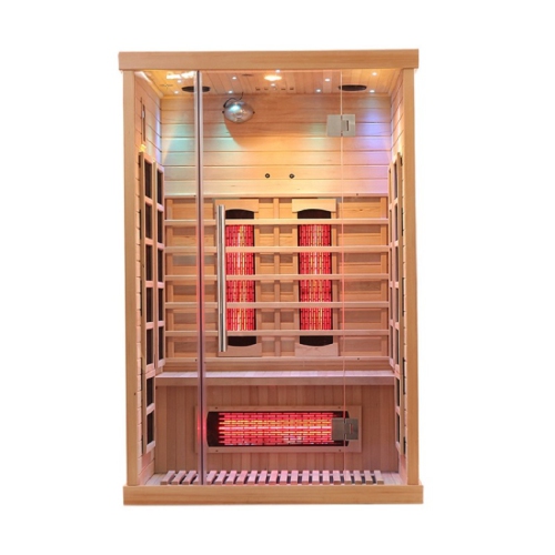 Blisspod Venetian 2-Person Full Spectrum Indoor Premium Canadian Hemlock Low EMF Sauna 10 Heaters Chromotherapy Reflexology