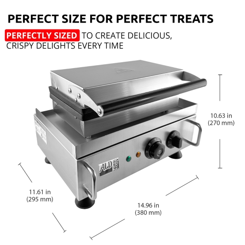 AP-536 Taiyaki Fish Waffle Maker | Fish Shaped Waffles Taiyaki Iron | Stainless Steel | 6 Small Fish Waffles | 110V