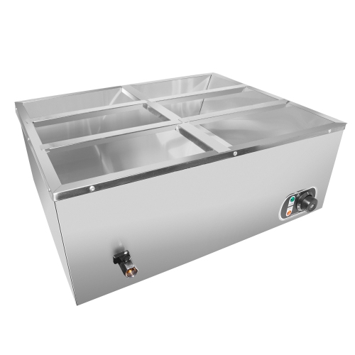 A-Hired 1 V-6 Chauffe-vapeur Bain Marie | Chauffe-nourriture pour buffet électrique | 6 réservoirs | 110 V