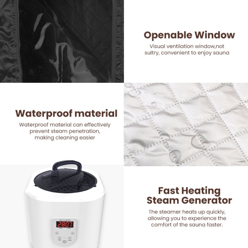 Blisspod 60&nbsp;Min portatif complet pour le corps Sauna à vapeur rapide | Pentagonal | 1600 Watts | 3,6&nbsp;L Plus Vapeur | 90X90B90SO 190&nbsp;cm