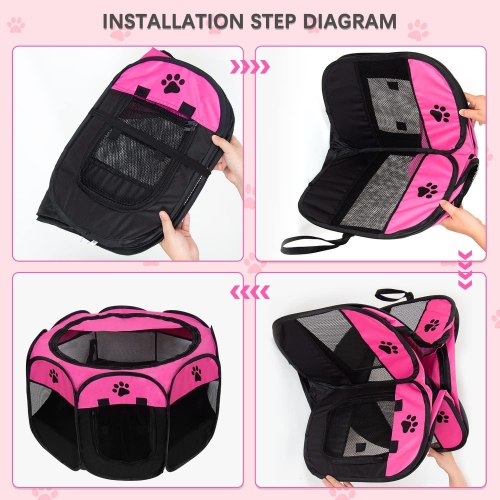 Portable Pet Playpen, Dog Playpen Foldable Pet Exercise Pen Tents Dog Kennel House Playground for Puppy Dog Yorkie Cat Bunny Indoor Outdoor Travel