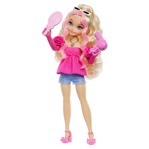 Barbie Dream Besties Doll & Accessories Playset, Barbie “Malibu” Posable Fashion Doll with Wavy Blonde Hair, 11 Makeup & Hair Themed Pieces