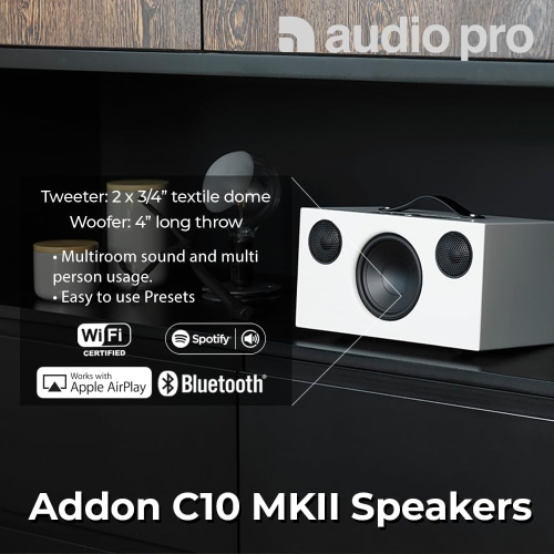 Audio Pro C10 MKII Haut-parleur sans fil supplémentaire&nbsp;: Son haute fidélité, Bluetooth, Wi-Fi, AirPlay 2, Chromecast, Spotify Connect,