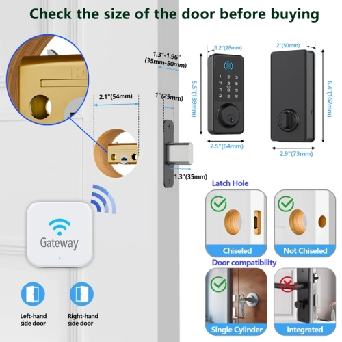 Secusly WIFI Smart Door Lock Electronic Lock with Gateway