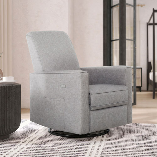 Image 1 de 3.. Fauteuil coulissant électrique pivotant à 275 degrés Harlow de Evolur - Gris pâle
