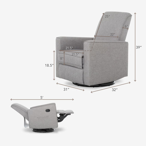 Fauteuil coulissant électrique pivotant à 275 degrés Harlow de Evolur - Gris pâle