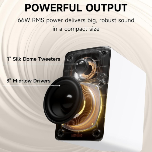 Edifier Bookshelf Speakers, 66W RMS Desktop Speakers with Stands