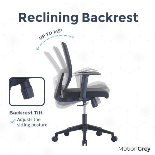 MotionGrey AeroMesh Ergonomic Office Chair-Comfy Airy Mesh Back Support with Adjustable Armrests-Black Desk Computer Chairs Perfect for Home Gaming