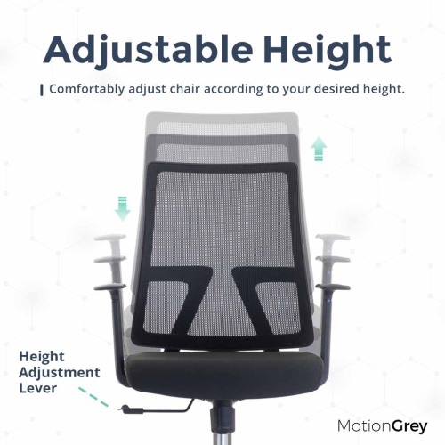 MotionGrey AeroMesh Ergonomic Office Chair-Comfy Airy Mesh Back Support with Adjustable Armrests-Black Desk Computer Chairs Perfect for Home Gaming