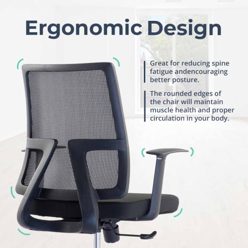 MotionGrey AeroMesh Ergonomic Office Chair-Comfy Airy Mesh Back Support with Adjustable Armrests-Black Desk Computer Chairs Perfect for Home Gaming