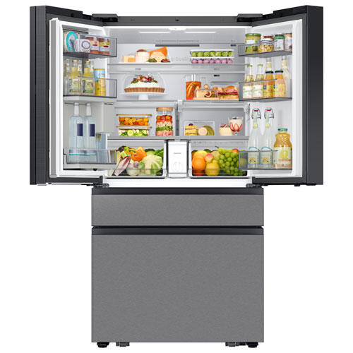 Samsung 36" 28.6 Cu. Ft. French Door Refrigerator w/ Water Dispenser & 9" AI Home Screen (RF90F29BECRAA) - SS