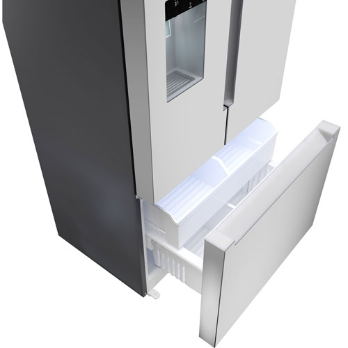 Réfrigérateur à deux portes 21,6 pi³ 36 po avec distributeur d'eau et de glaçons série 100 de Bosch - Inox