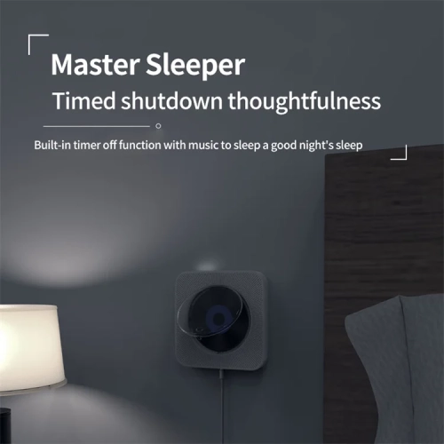 Lecteur CD portatif mural avec Bluetooth, minichaîne audio pour la maison avec télécommande, radio FM, écran LCD - Blanc