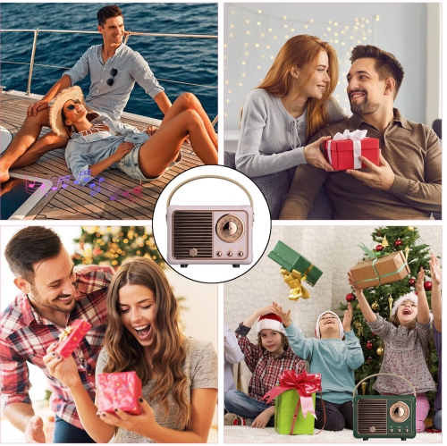 Haut-parleur sans fil rétro Radio rétro portative avec poignée de musique USB/TF/AUX - Bleu ciel