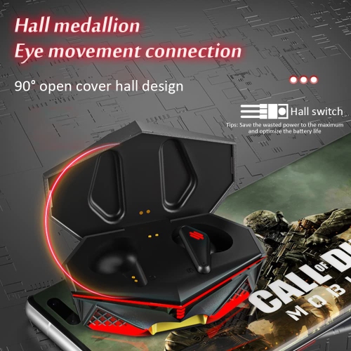 Wireless Gaming Earbud, Wireless Gaming Headphone with Charging Case and Built-in Mic, Bluetooth 5.1 Dual Game Music Mode Earbuds