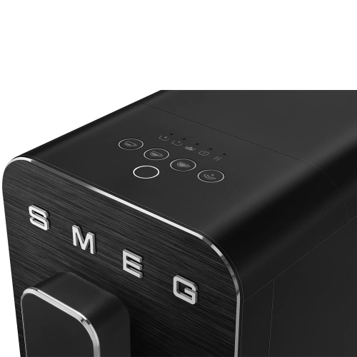 Open Box - Smeg Fully Automatic Espresso Machine with Integrated Grinder Steam Wand 6 Presets Programmable BCC12FBMUS Black