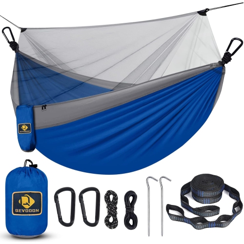 Hamac de camping avec filet, Hamacs portatifs légers avec courroies pour arbre, Hamac en nylon parachute pour le camping Sac à dos Randonnée sur la