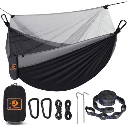 Hamac de camping avec filet, Hamacs portatifs légers avec courroies pour arbre, Hamac en nylon parachute pour le camping Sac à dos Randonnée sur la