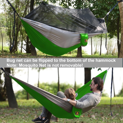 Hamac de camping avec filet, Hamacs portatifs légers avec courroies pour arbre, Hamac en nylon parachute pour le camping Sac à dos Randonnée sur la