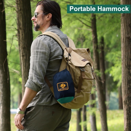 Camping Hammock with Net,Travel Portable Lightweight Hammocks with Tree Straps,Parachute Nylon Hammock for Camping Backpacking Beach Hiking, Navy
