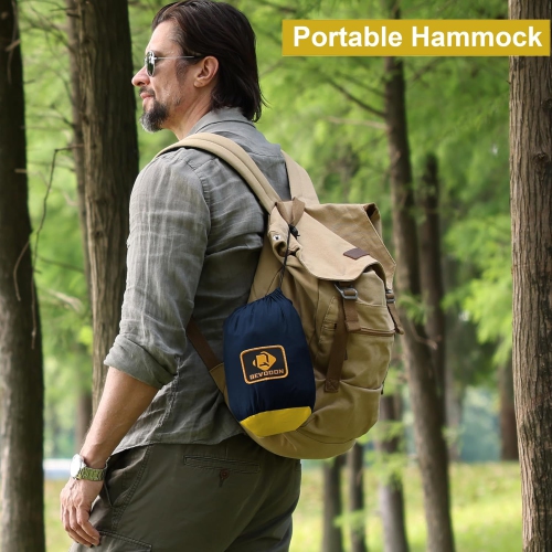 Camping Hammock with Net,Travel Portable Lightweight Hammocks with Tree Straps,Parachute Nylon Hammock for Camping Backpacking Beach Hiking, Navy