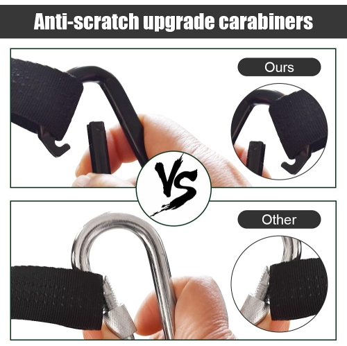 Hamac de camping portatif simple et double avec courroies pour arbre, hamac en nylon léger pour le camping, sac à dos, randonnée, plage, noir et