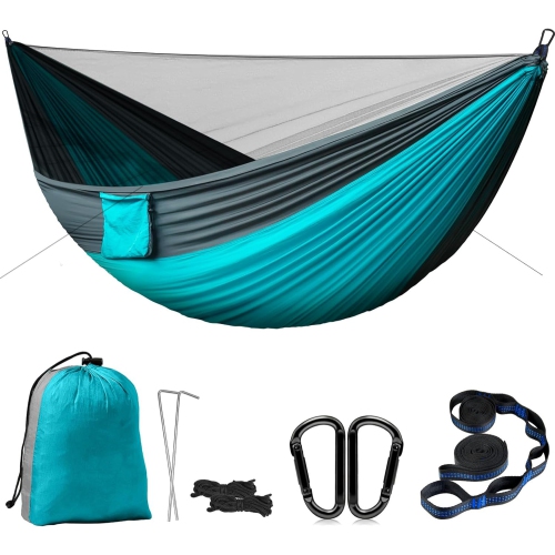 Camping Hammock Portable Nylon Hammocks with Tree Straps,Lightweigtht Hammock Swing for Camping, Travel, Backpacking, Beach, Garden, Green,Large
