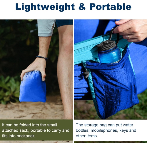 Hamac de camping portatif en nylon avec courroies d'arbre, Balançoire pour hamac Lightweigtht pour le camping, les voyages, le sac à dos, la plage,