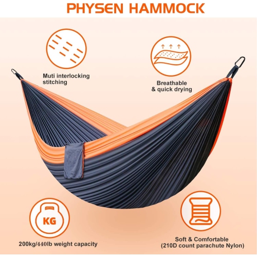 Hamac de camping portatif en nylon avec courroies d'arbre, Balançoire pour hamac Lightweigtht pour le camping, les voyages, le sac à dos, la plage,