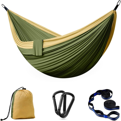 Hamac de camping portatif en nylon avec courroies d'arbre, Balançoire pour hamac Lightweigtht pour le camping, les voyages, le sac à dos, la plage,